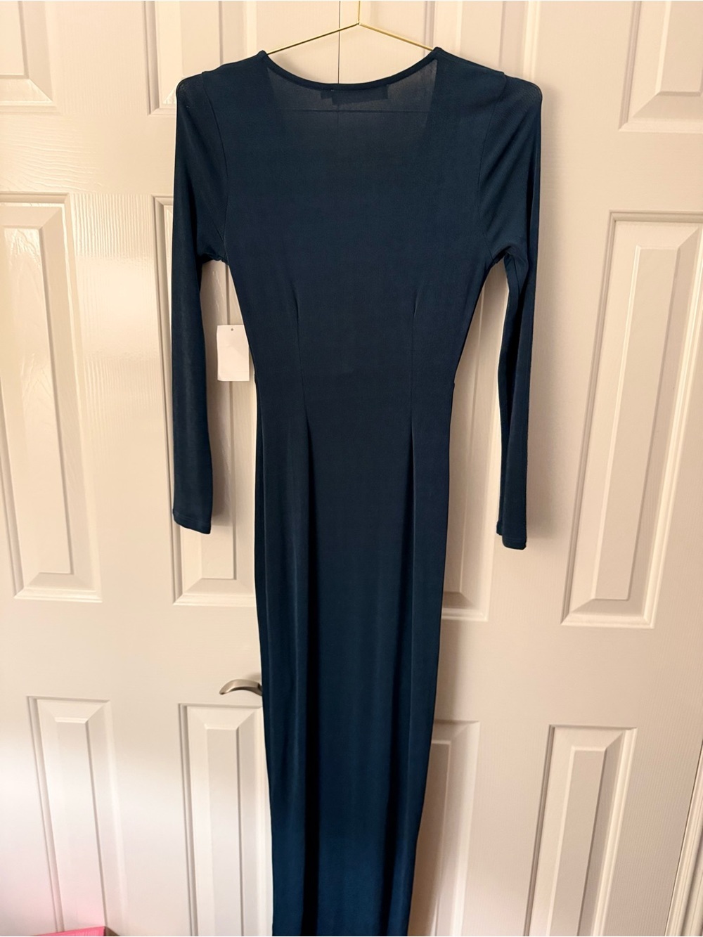 ASTR The Label Twist-Front Stretch Jersey Gown Deep Teal S NWT - Picture 2 of 3